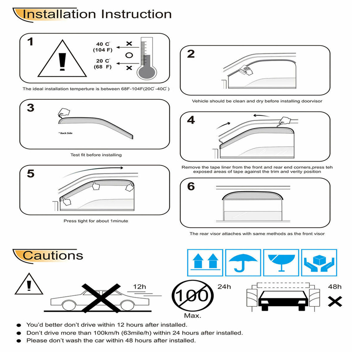 munirater Side Window Visor Vent Rain Guard Deflector Replacement for 2012-2017 Toyota Camry