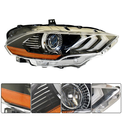 munirater Passenger Side Headlight Assembly with LED DRL Replacement for 2018-2020 Mustang Projector Headlights FO2503369