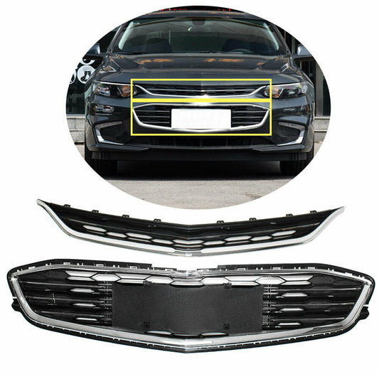 munirater Front Bumper Upper and Lower Honeycomb Mesh Grille Replacement for 2016-2018 Malibu