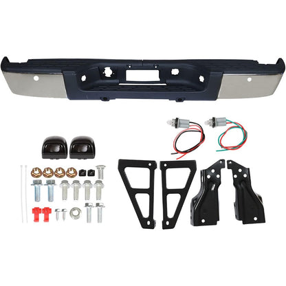 Chrome Rear Bumper Assembly for Chevrolet Silverado 1500 & GMC Sierra 1500 2007-2013, with Sensor Holes