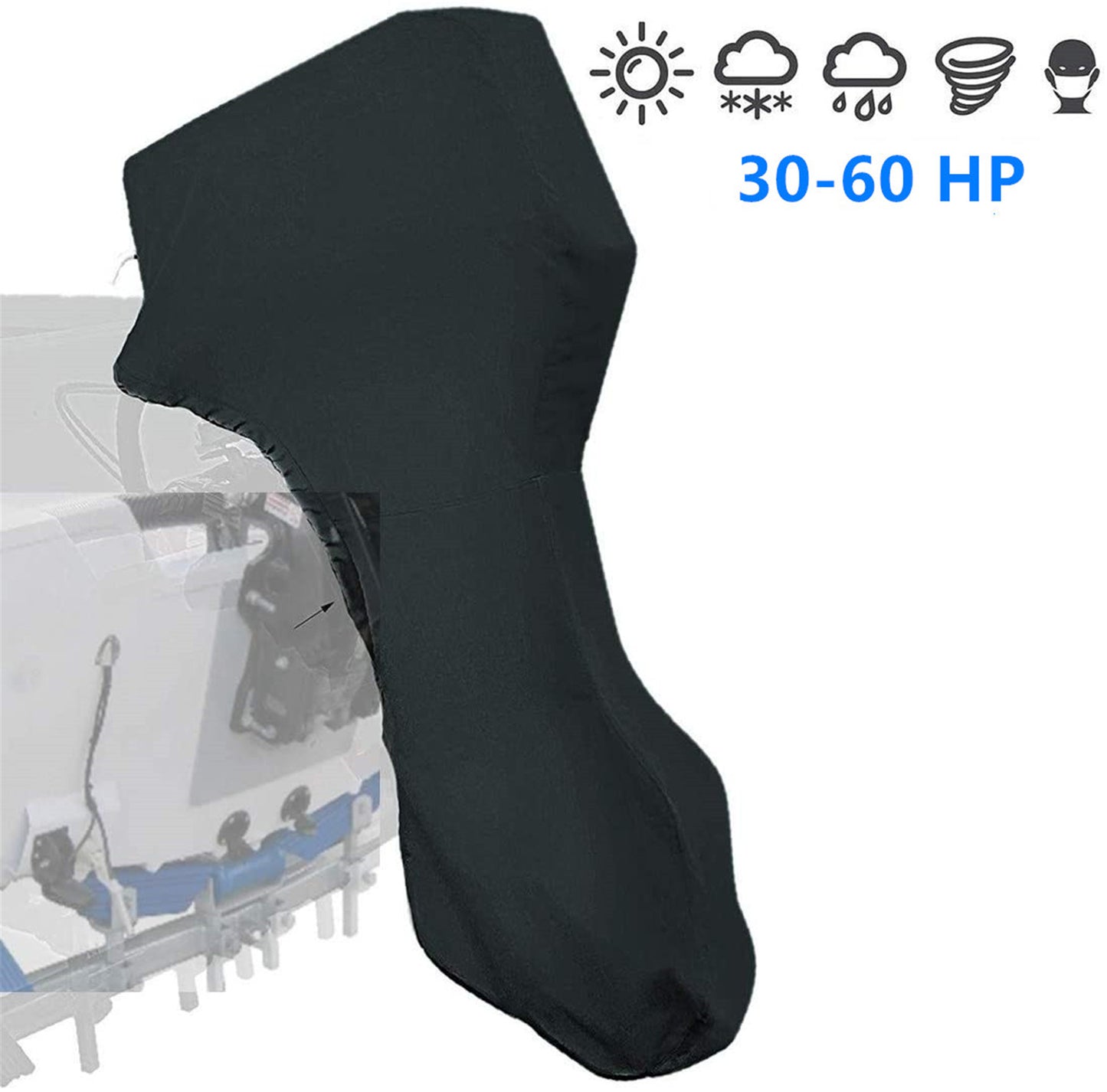 munirater Outboard Boat Motor Cover,with 600D Heavy Duty Oxford Fabric + Extra Coating Outboard Engine Covers Replacement for 30-60 HP Motors