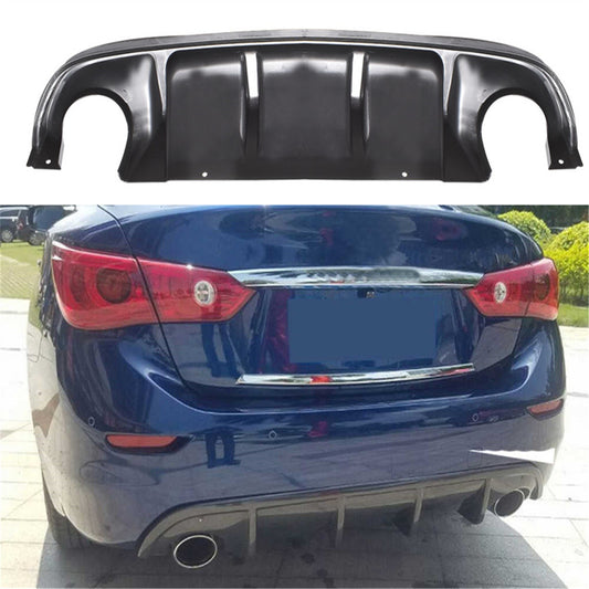 munirater Rear Bumper Diffuser Spoiler Trim Plastic Black JDM Sport Style Replacement for 2014-2017 Q50 Sedan