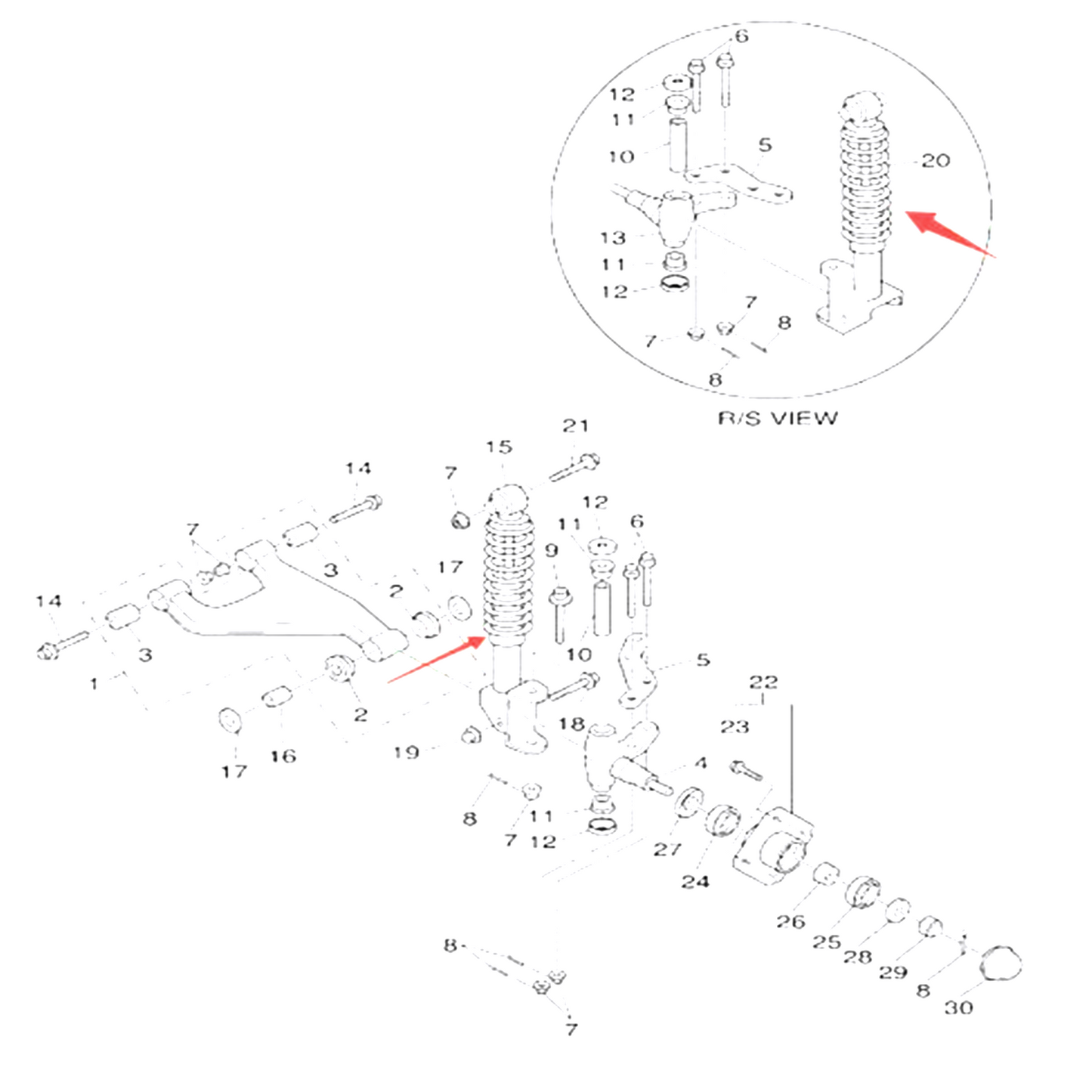 munirater Golf Cart Front Shock Passenger Side & Driver Side Replacement for Yamaha G29 Drive