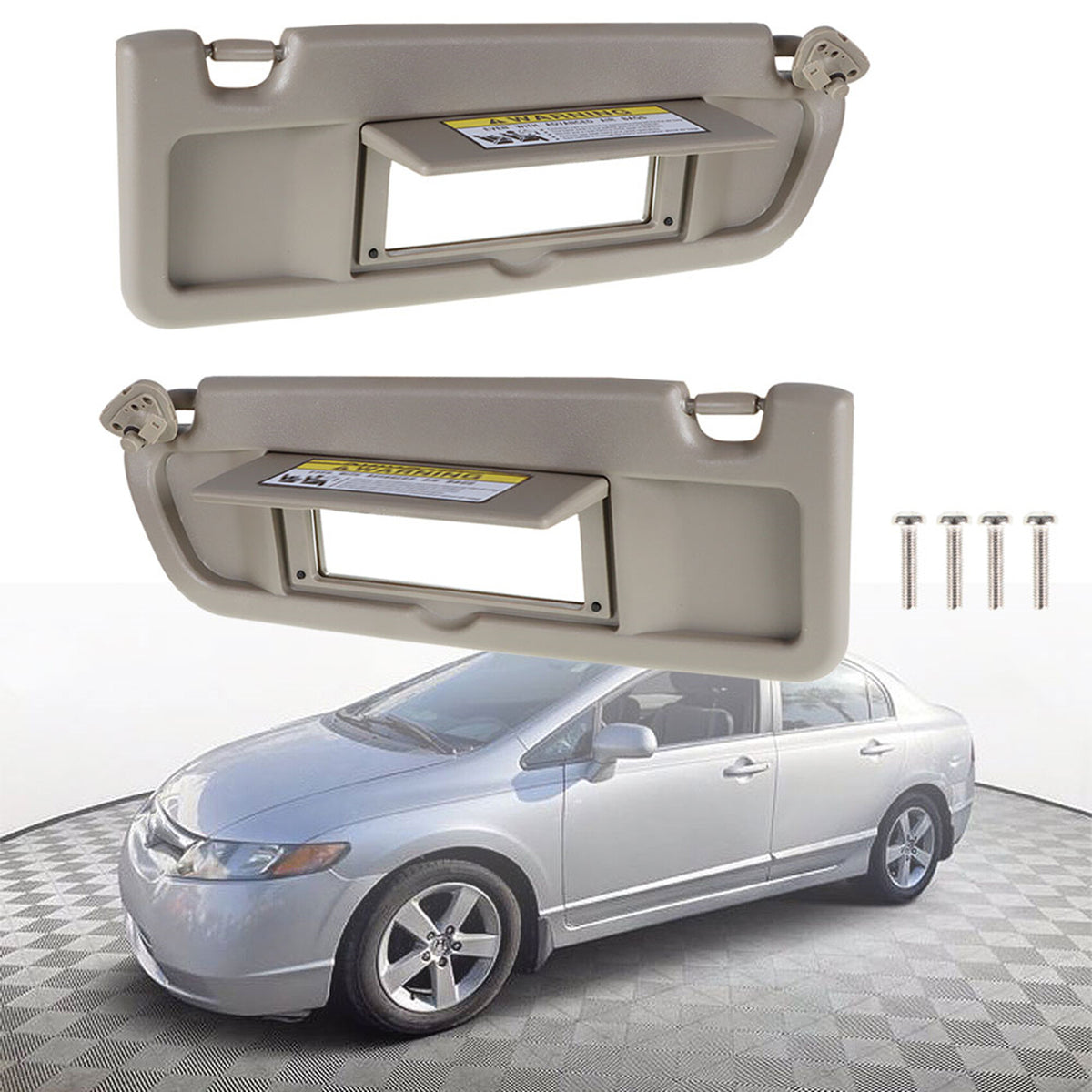 munirater Warm Gray Left & Right Sun Visor Pair Visors Set Replacement for 2006-2011 Honda Civic 83280-SNA-A01ZE, 83230-SNA-A01ZE
