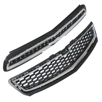 munirater 2PCS Front Bumper Upper Lower Grille Black Chrome Replacement for 2013 Malibu LS LT 20768837 20768835