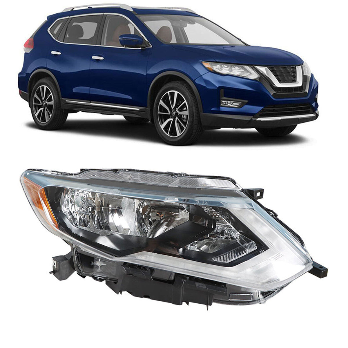 munirater Right Side Headlight Halogen RH Headlamp Assembly Replacement for Rogue 2017 2018 2019 S / SL / SV