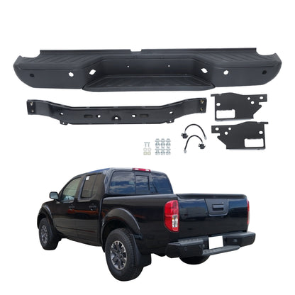 Black Rear Bumper Assembly for Nissan Frontier 2013-2021, with Sensor Holes, NI1103126
