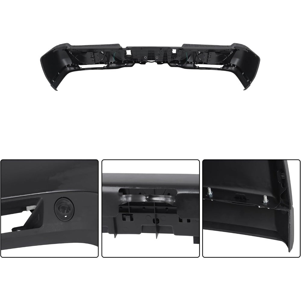 Black Rear Step Bumper for Ram 2500 2019-2024, with Sensor and Light Openings, CH1103179