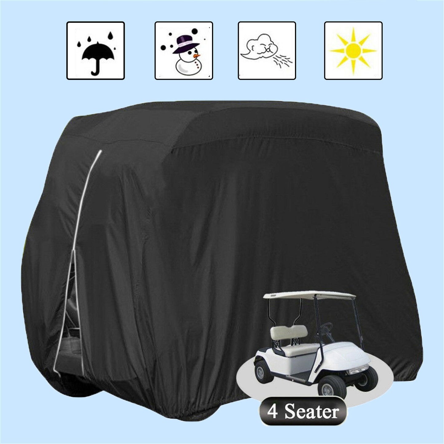 munirater Golf Cart Storage Cover 4 Passenger Replacement for EZGO Club Car Yamaha Black