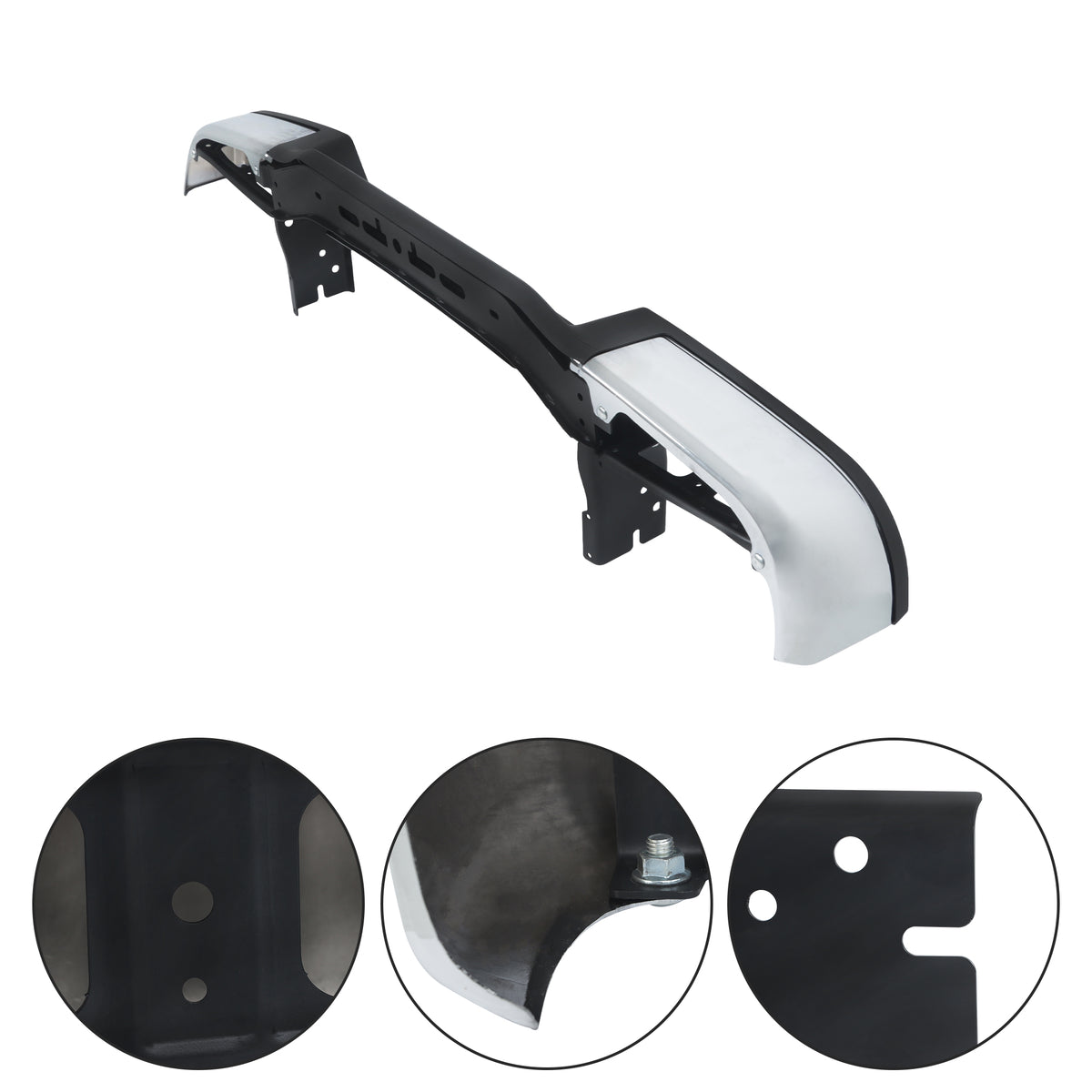 Rear Bumper Assembly Chrome Steel without Parking Aid Sensor Holes Replacement for NV1500 2012-2021 Replacement for NV2500 2012-2021 Replacement for NI1102158
