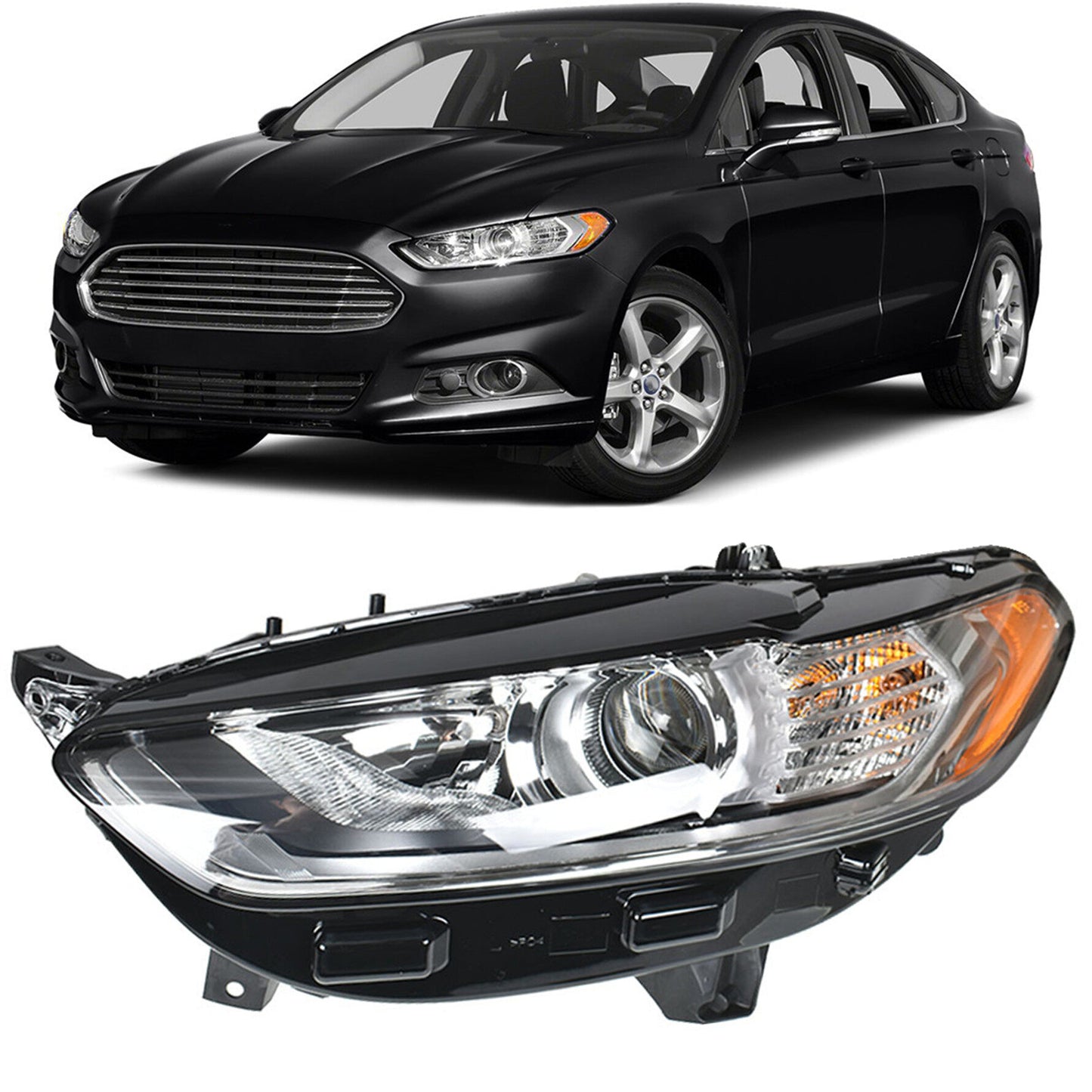 munirater Headlights Assembly Driver side Headlamp Front Lights Replacement for 2013 2014 2015 2016 Fusion 4Door Sedan Halogen Models FO2502304