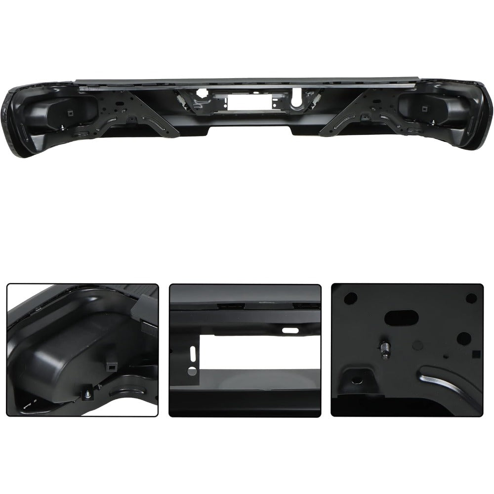 Black Rear Step Bumper for Chevrolet Silverado & GMC Sierra 2500 / 3500 2020-2025, without Sensor Holes