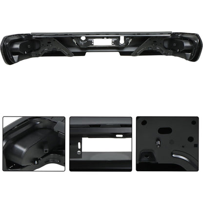 Black Rear Step Bumper for Chevrolet Silverado & GMC Sierra 2500 / 3500 2020-2025, without Sensor Holes