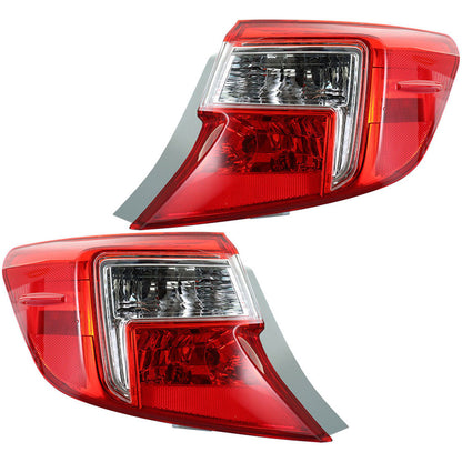 munirater Tail Light Set For 2012-2014 Toyota Camry Outer Clear/Red Left + Right Side