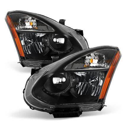 munirater Headlight For 08-13 Nissan Rogue/14-15 Rogue Select Black Housing Halogen RH+LH