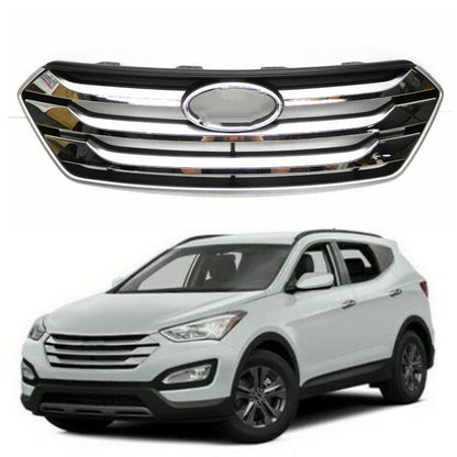 munirater Grille Front Bumper Hood Upper Chrome Replacement for 2013-2016 Santa Fe Sport 863512W000