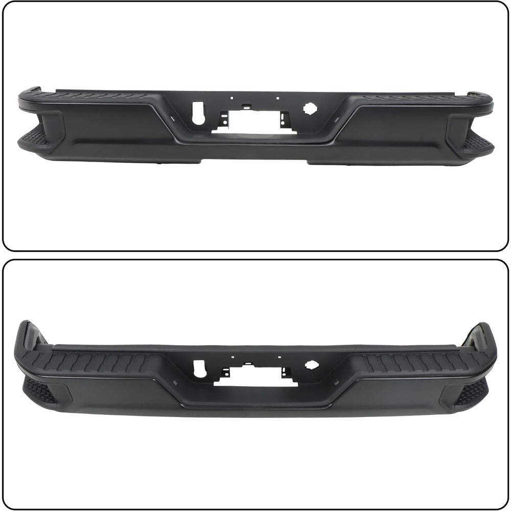 Black Rear Step Bumper for Chevrolet Silverado & GMC Sierra 2500 / 3500 2020-2025, without Sensor Holes