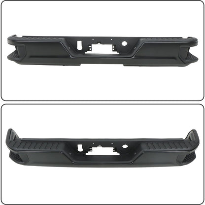 Black Rear Step Bumper for Chevrolet Silverado & GMC Sierra 2500 / 3500 2020-2025, without Sensor Holes