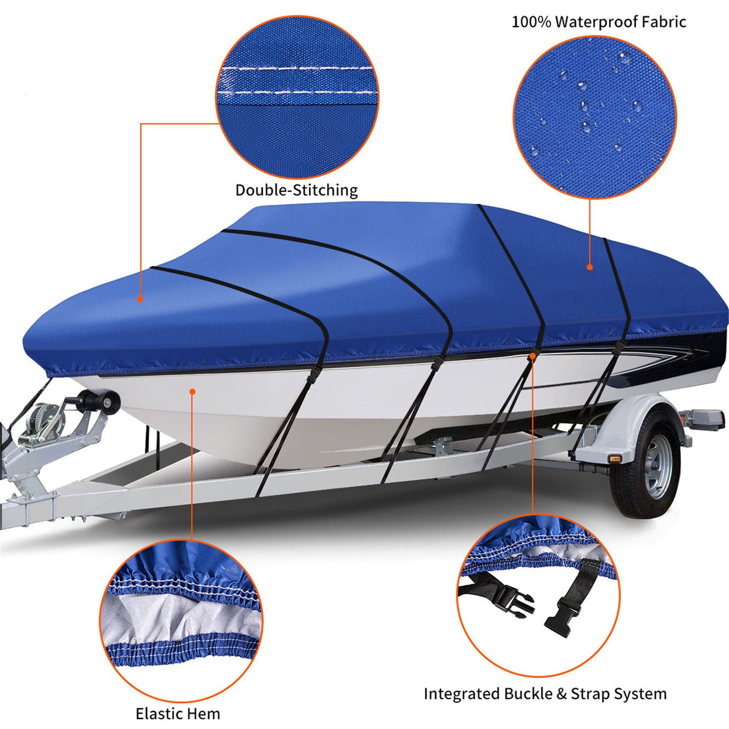 munirater 17-19Ft Heavy Duty Marine Grade Trailerable Boat Covers Replacement for V - Hull Pro - Style Bass Boats with Tightening Strap