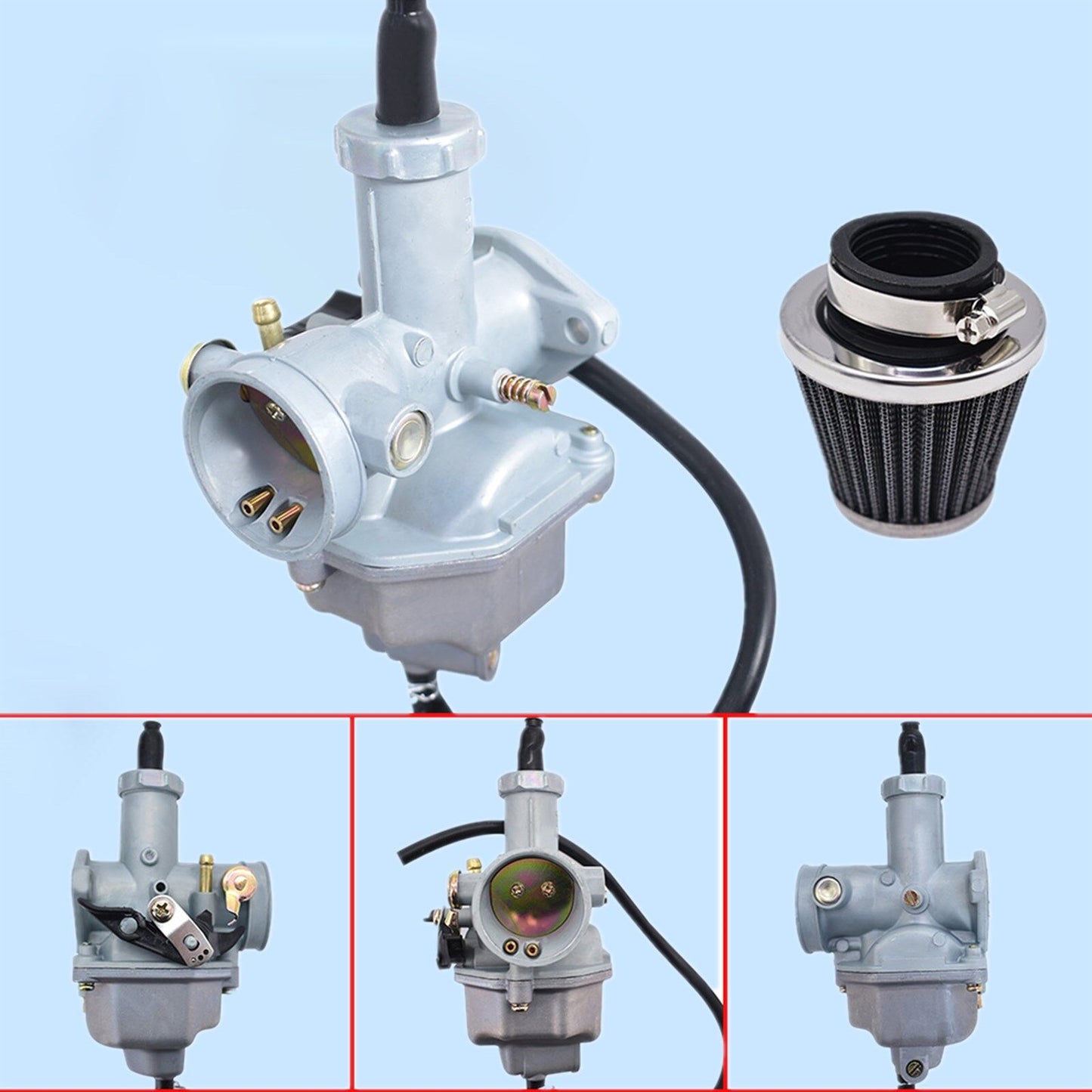 munirater Carburetor Carb with Air Filter Replacement for Honda CB125 CB125S CG125 XL100S XR100 XR100R