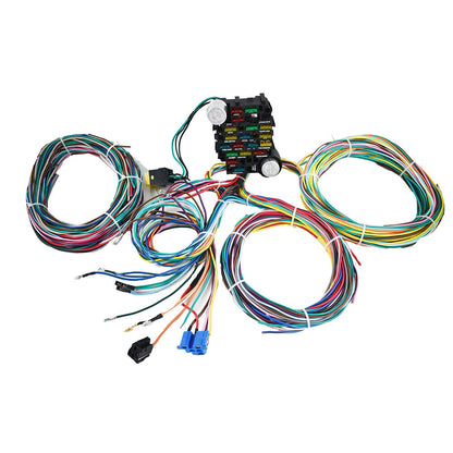 munirater Wiring Harness Kit Universal 21 Circuit Replacement for Hotrods Street Rod Hot Wires Extra Long Wires