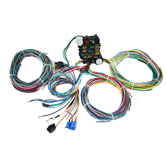 munirater Wiring Harness Kit Universal 21 Circuit Replacement for Hotrods Street Rod Hot Wires Extra Long Wires