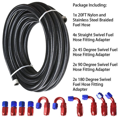 munirater 20Feet Braided Fuel Hose Line with Swivel Hose End Fitting Kit 10AN