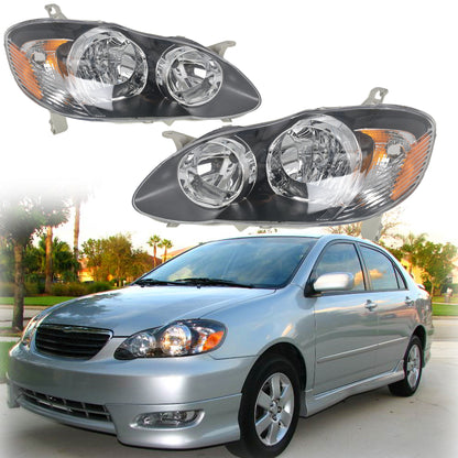 munirater Head Lamps Headlights Left+Right Replacement for 2003 2004 2005 2006 2007 2008 Corolla Clear