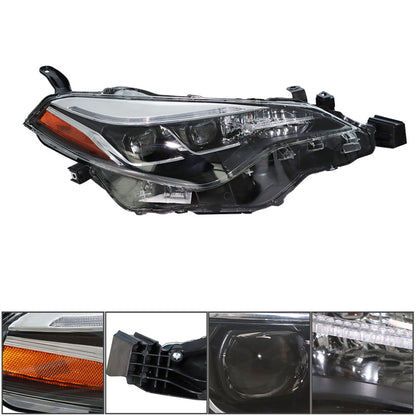 munirater 1-Pack RH Projector Headlight Headlamp Assembly Set Replacement for 2017 2018 2019 Corolla SE XLE XSE Sedan, Replace Passenger Side Headlamps Halogen LED