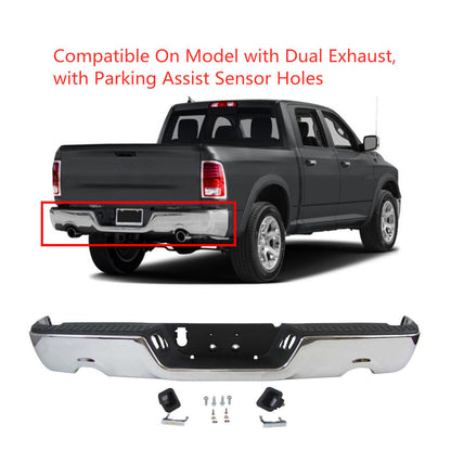 munirater Rear Bumper Steel Chrome Step Assembly with Radar Hole Replacement for 2009-2018 RAM 1500 CH1103119