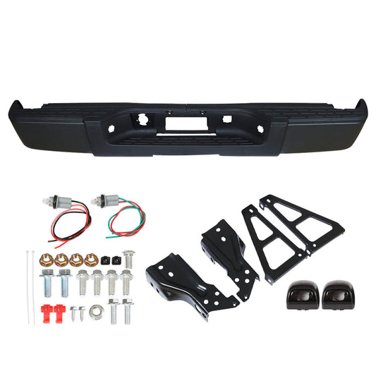 munirater Black Rear Step Bumper Assembly Steel w/o Sensor Hole Replacement for 2007-2013 Silverado 1500