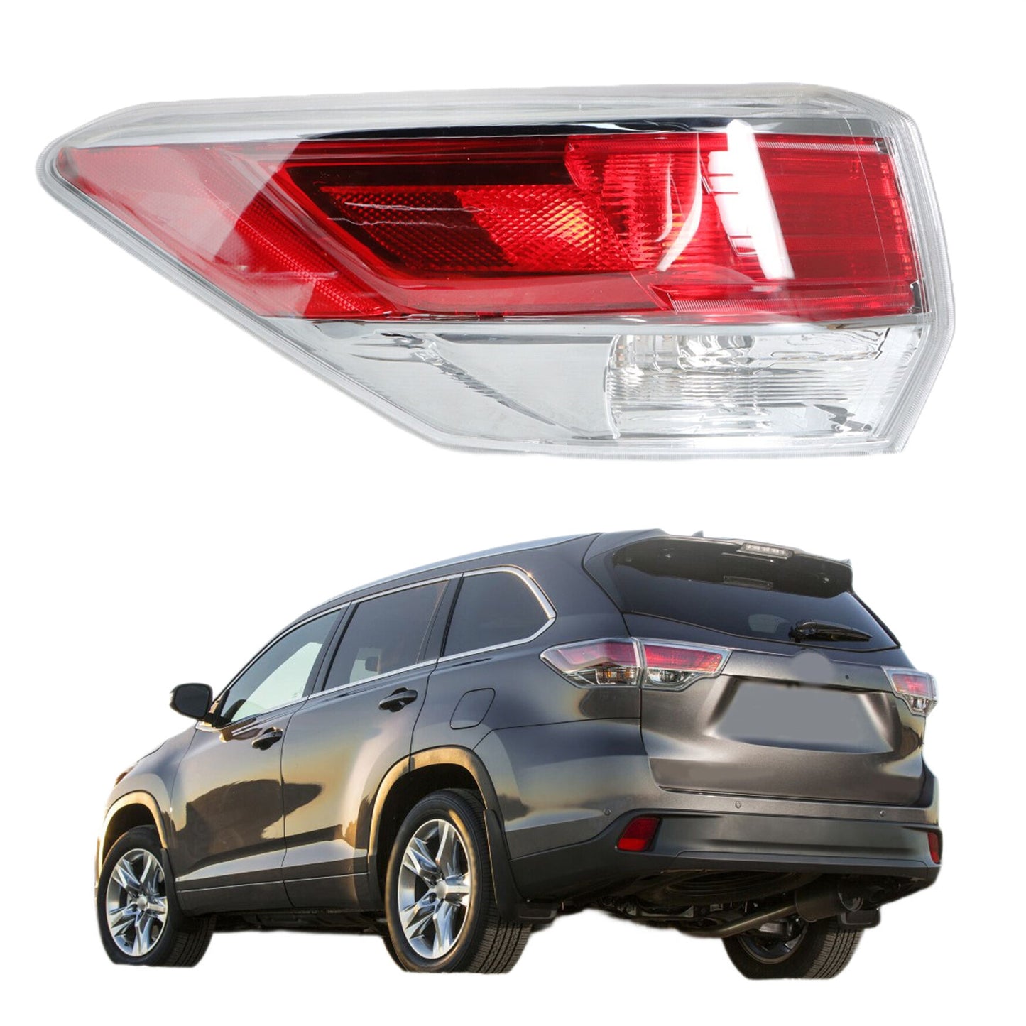 munirater Left Outer Tail Light Driver Side Rear Brake Taillight Assembly Replacement for 2014-2016 Toyota Highlander 815600E100 TO2804120 13449489