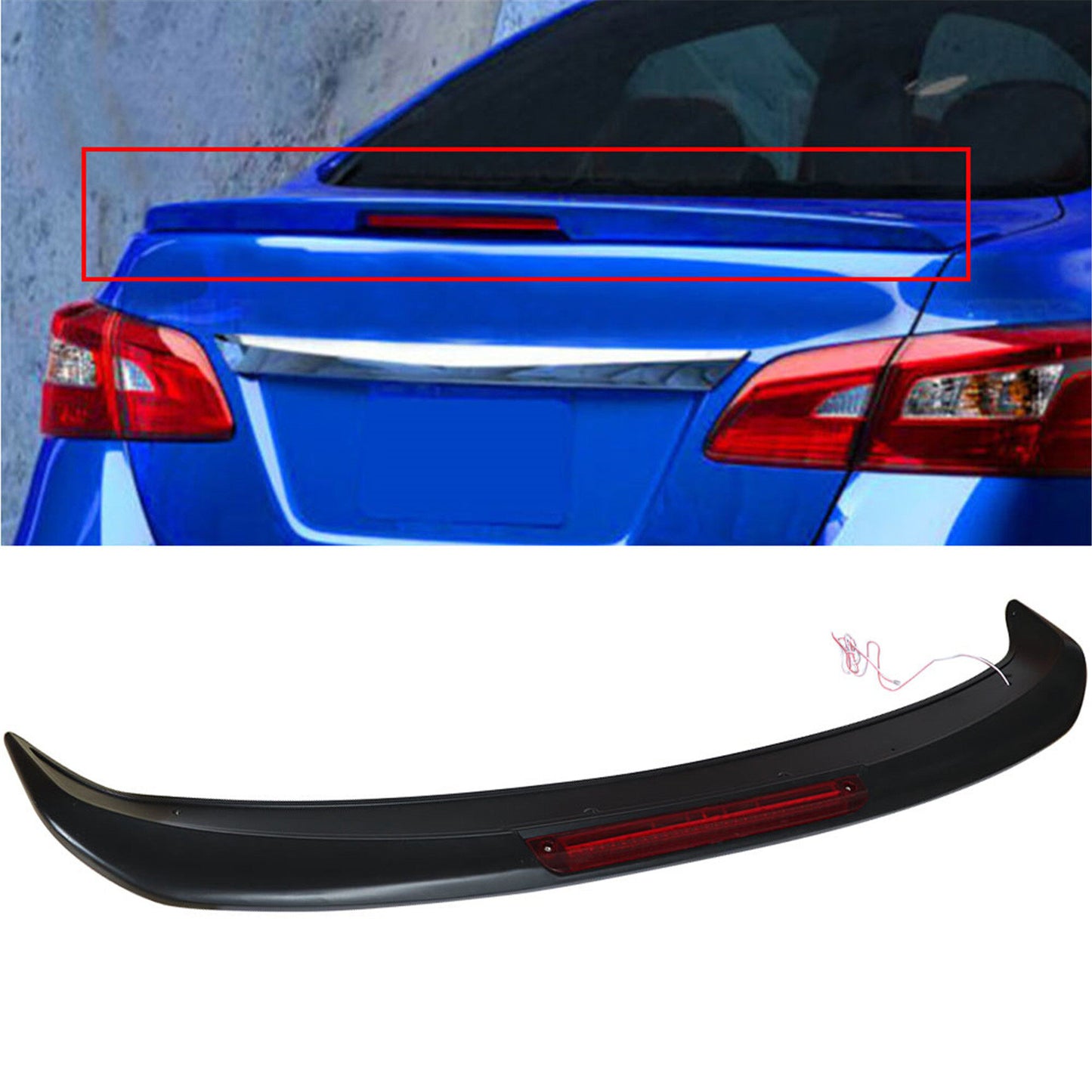 munirater Trunk Spoiler Wing Styling Kit with LED Replacement for 2013 2014 2015 Altima 4dr Factory Style