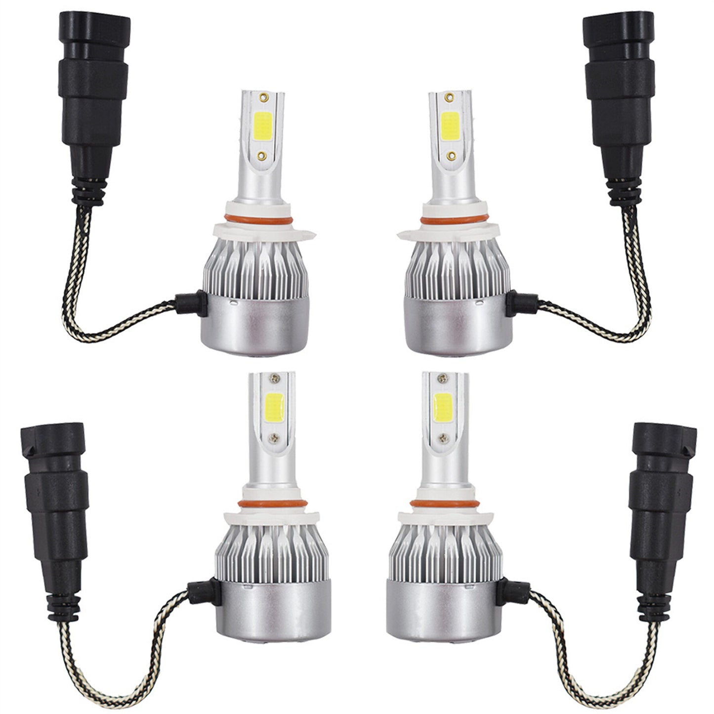 munirater 4-Pack 9005 & 9006 Combo High/Low Beam LED Headlight Bulbs 6000K White