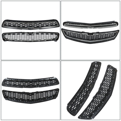 munirater 2PCS Front Bumper Upper Lower Grille Black Chrome Replacement for 2013 Malibu LS LT 20768837 20768835