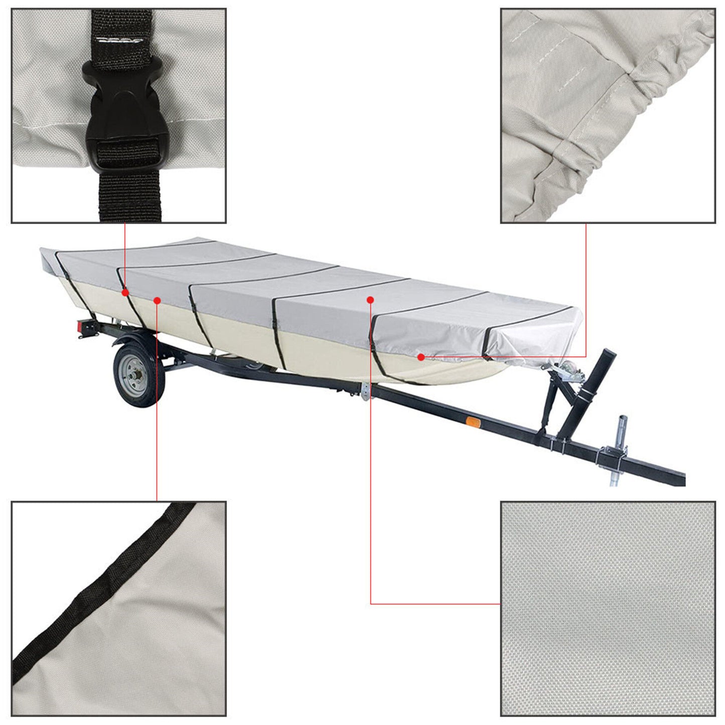 munirater Boat Cover Heavy Duty Trailerable Replacement for Jon Boat 12Ft Long and Beam Width up to 56 Inch