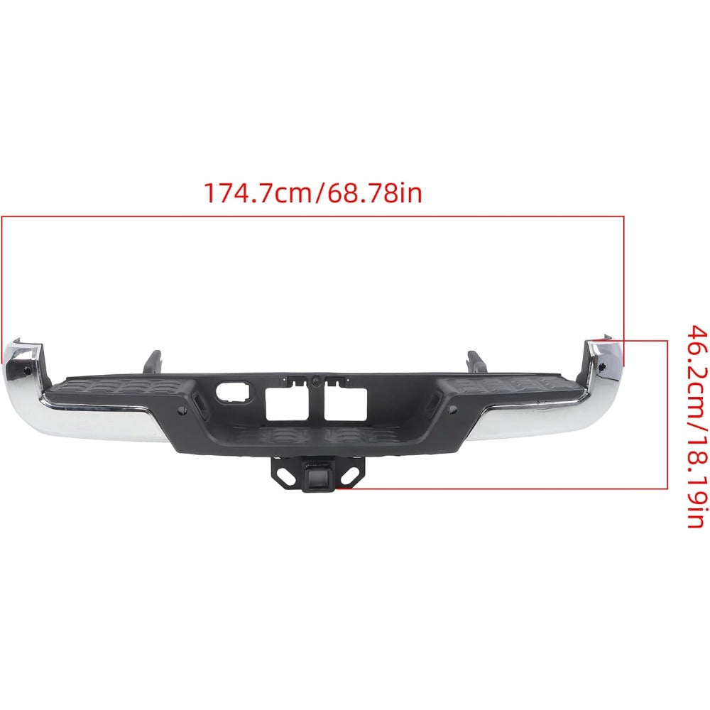 Chrome Steel Rear Step Bumper for Toyota Tacoma 2016-2023, TO1103130