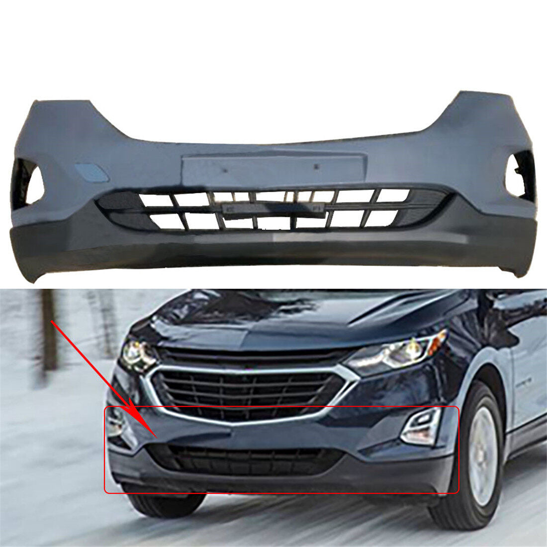 munirater Black Front Bumper Cover Upper Fascia Replacement for 2018-2019 Equinox