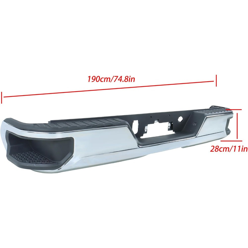 Chrome Rear Step Bumper for Chevrolet Silverado & GMC Sierra 2500 / 3500 2020-2025, without Sensor Holes