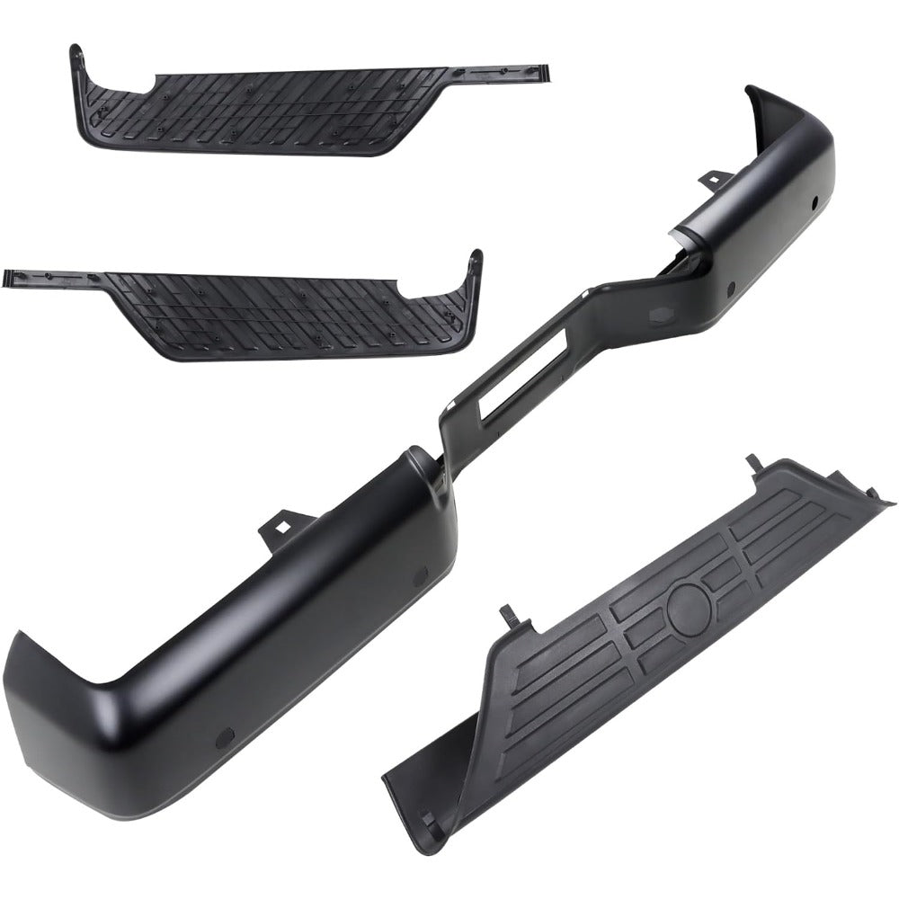 Black Rear Bumper Face Bar and 3 Step Pads for Nissan Titan XE 2007-2010 / S 2011-2015, 850309FM0G