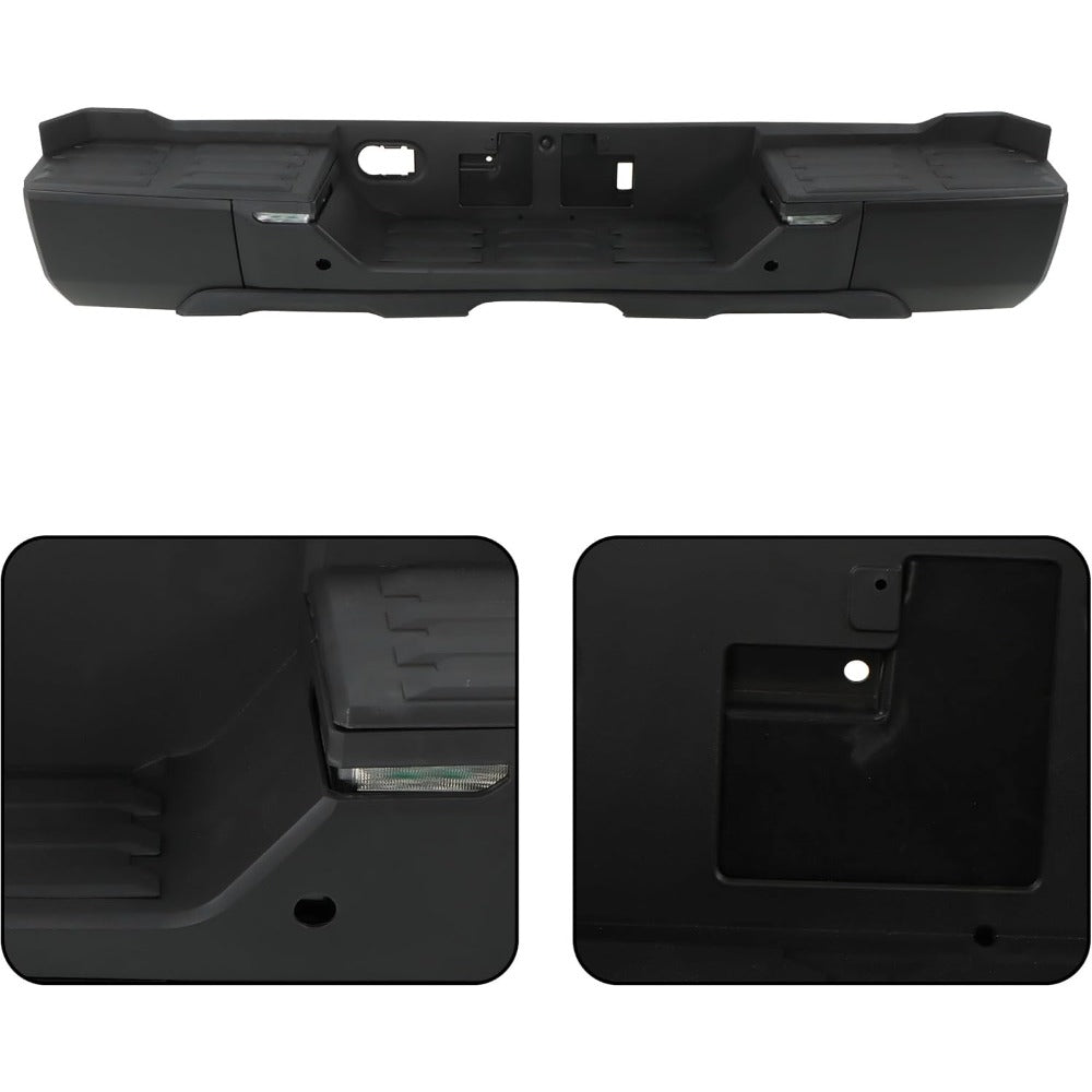 Black Rear Step Bumper for Toyota Tundra 2022-2024, with Sensor Holes, without Tow Hitch, TO1103140