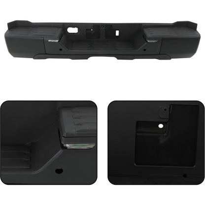 Black Rear Step Bumper for Toyota Tundra 2022-2024, with Sensor Holes, without Tow Hitch, TO1103140