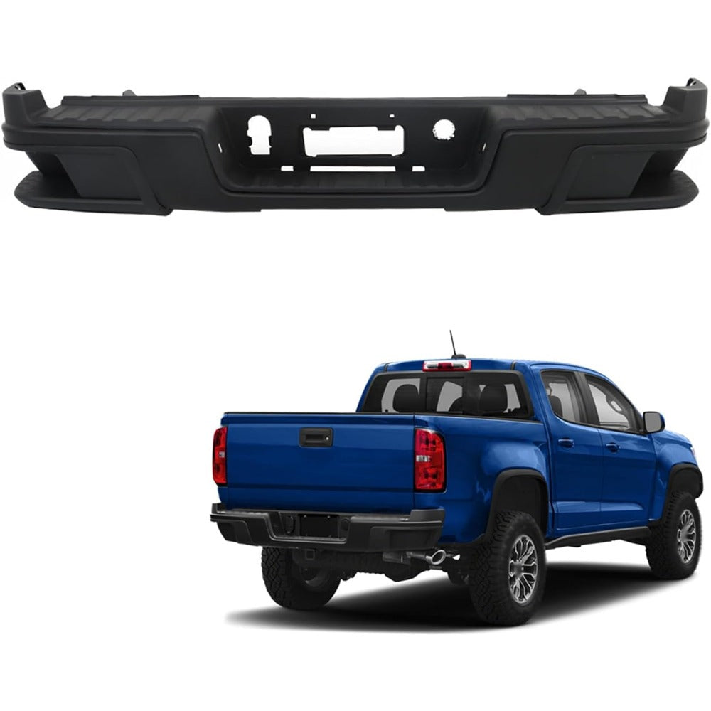Black Rear Step Bumper for Chevrolet Colorado & GMC Canyon 2015-2019, without Sensor Holes, GM1103180