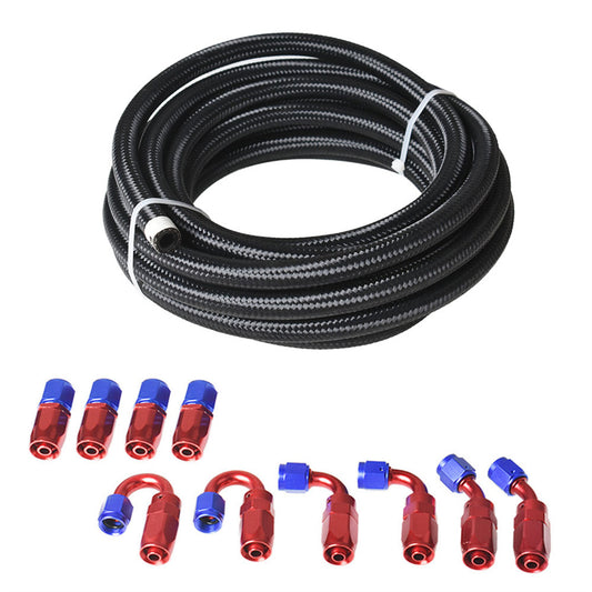 munirater 20Feet Braided Fuel Hose Line with Swivel Hose End Fitting Kit 6AN