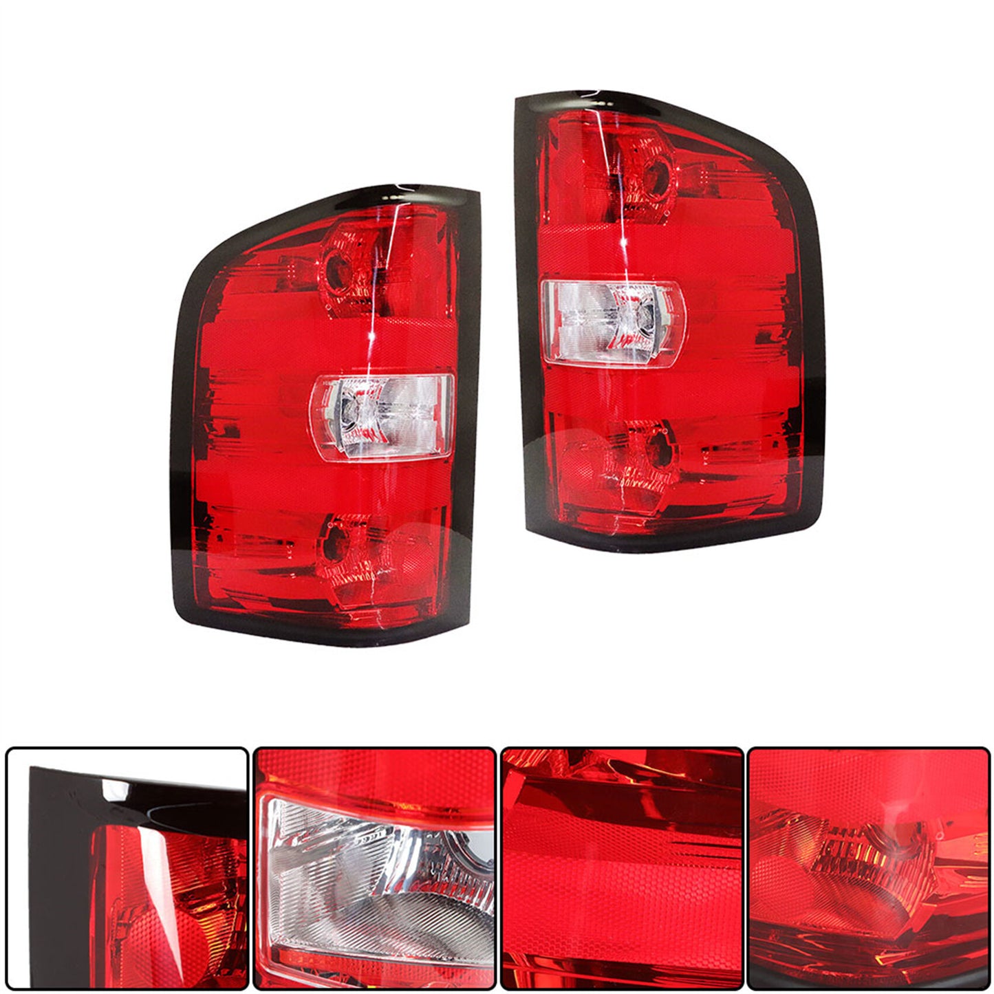 munirater Pair of Rear Left and Right Tail Light Brake Lamp Assembly Replacement for 2007-2014 Sierra/Silverado Driver and Passenger Side with Bulbs