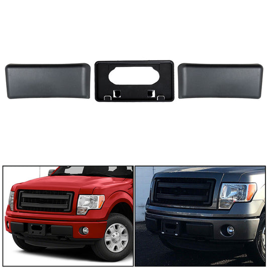 munirater Front Bumper Guards Pads License Plate Frame Bracket Replacement for 2009 2010 2011 2012 2013 2014 F-150