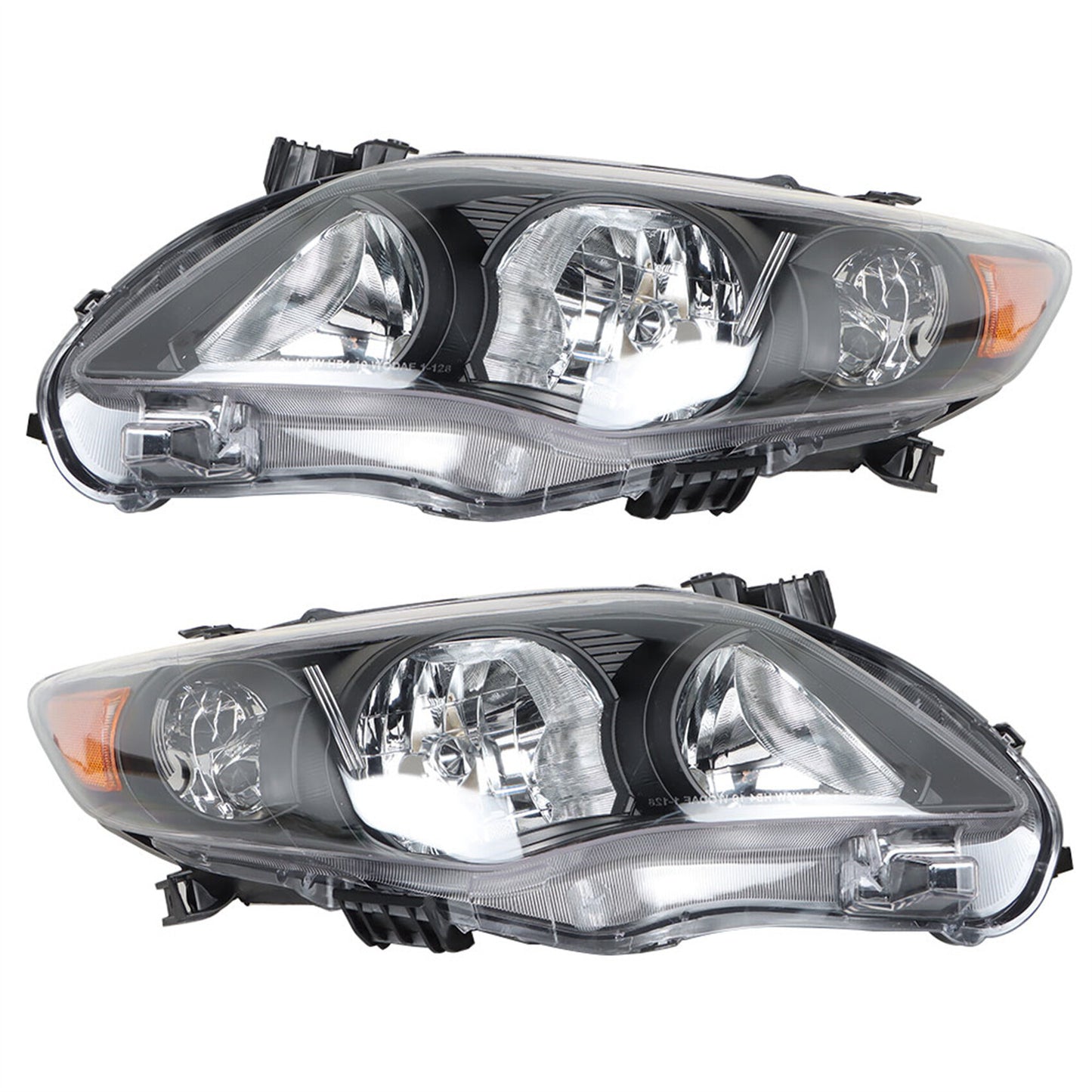 munirater Headlight Assembly Fit For 2011-2013 Toyota Corolla Black Clear Lens LH+RH Side