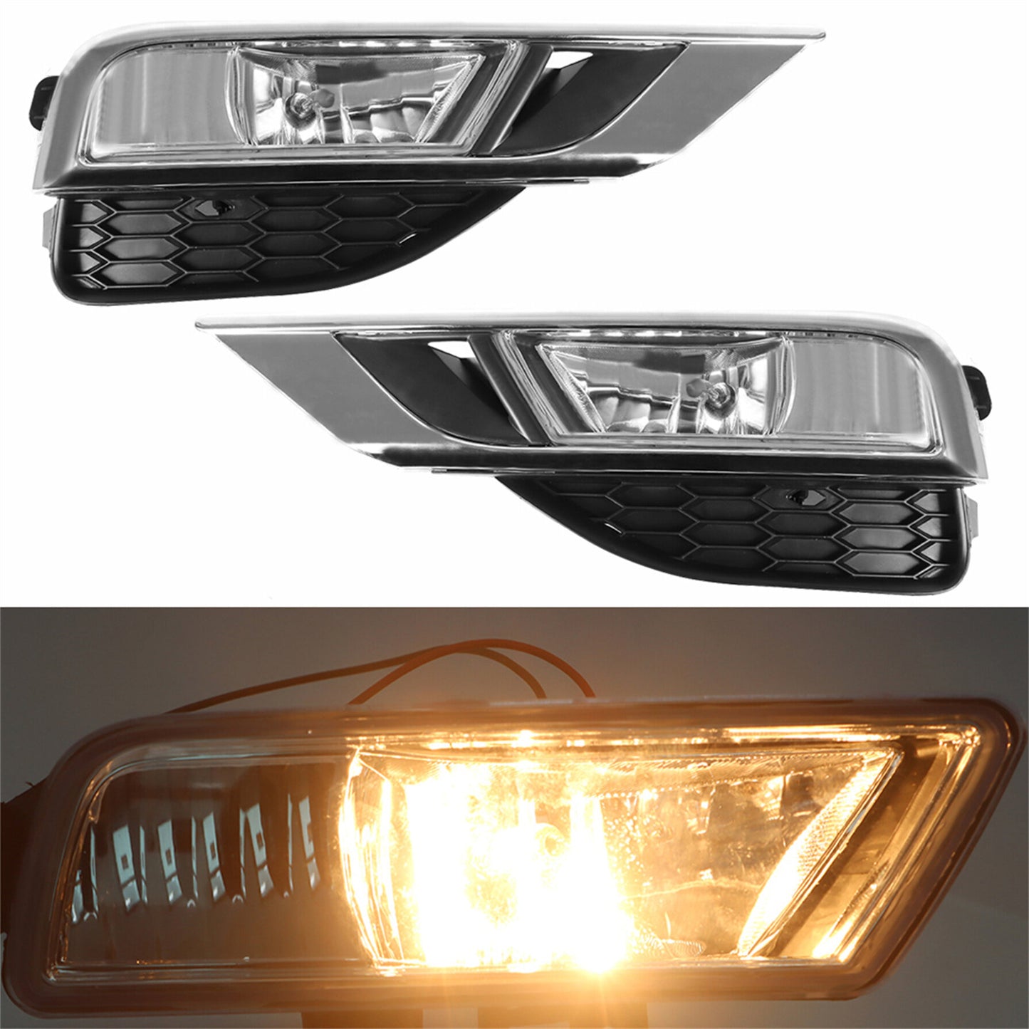 munirater 1 Pair of Clear Lens Front Bumper Driving Fog Light Lamps Assembly w/Switch Bulbs Bezel Replacement for 2015-2016 Honda CR-V CRV