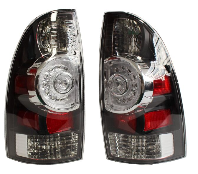 munirater Pair of Black Housing Clear Lens LED Rear Tail Light Assembly Replacement for 2005-2015 Toyota Tacoma 8155004150 8155004160