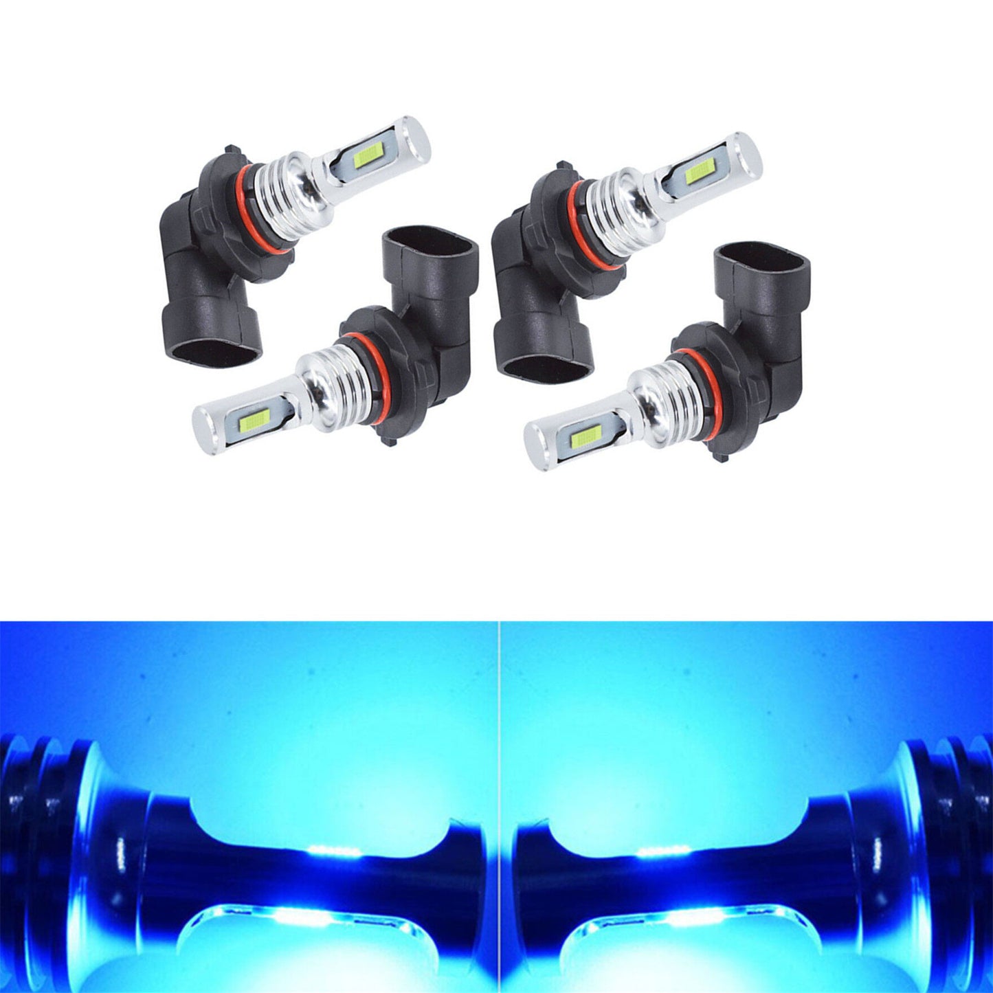 munirater 4Pcs LED fog light High & Low Beam Daytime Running Lights Bulbs 35W 8000K Ice Blue